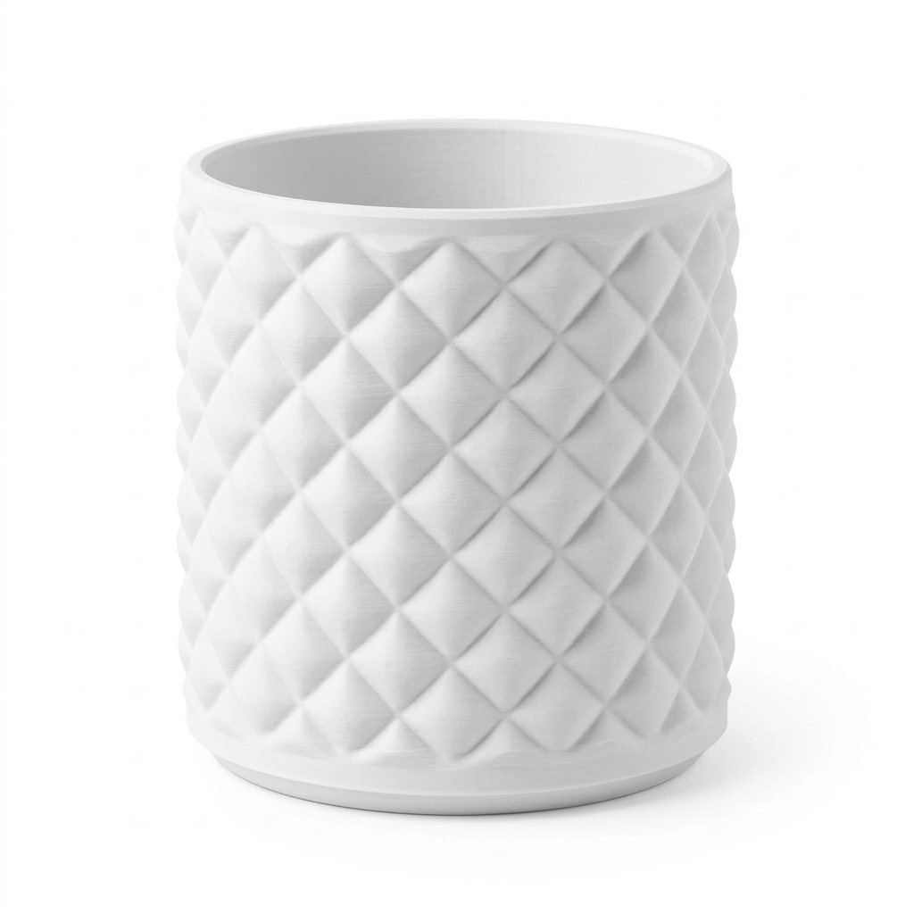 Vaso Decorativo Geométrico Diamond Luxo Impressão 3D ABS - Branco