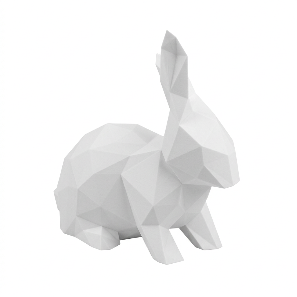 Coelho de Decoração Low Poly Moderno em ABS FMA - Branco